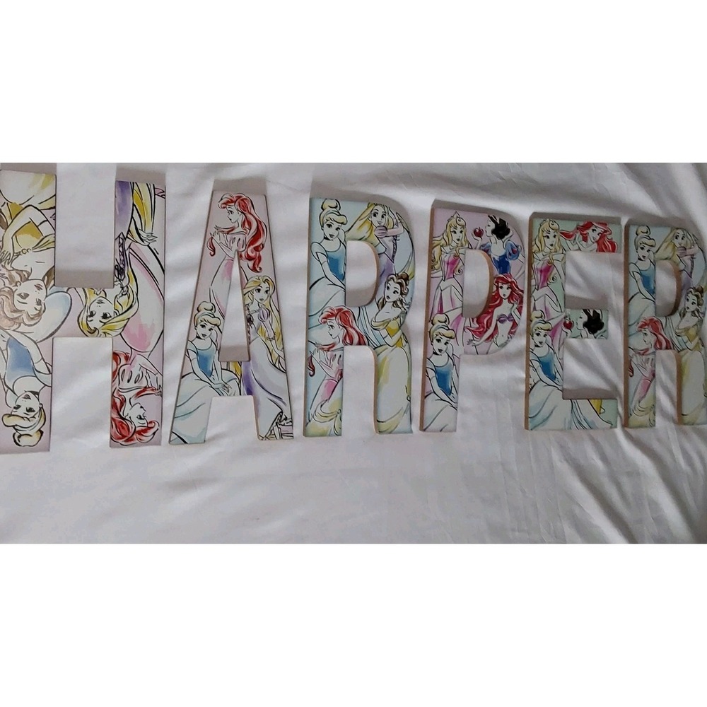 Disney Princess MDF Sign Wall Decor Letters *HARPER*  Initial Monogram - Picture 2 of 5